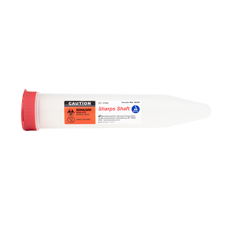 Sharps Shaft snap-on leak-resistant cap