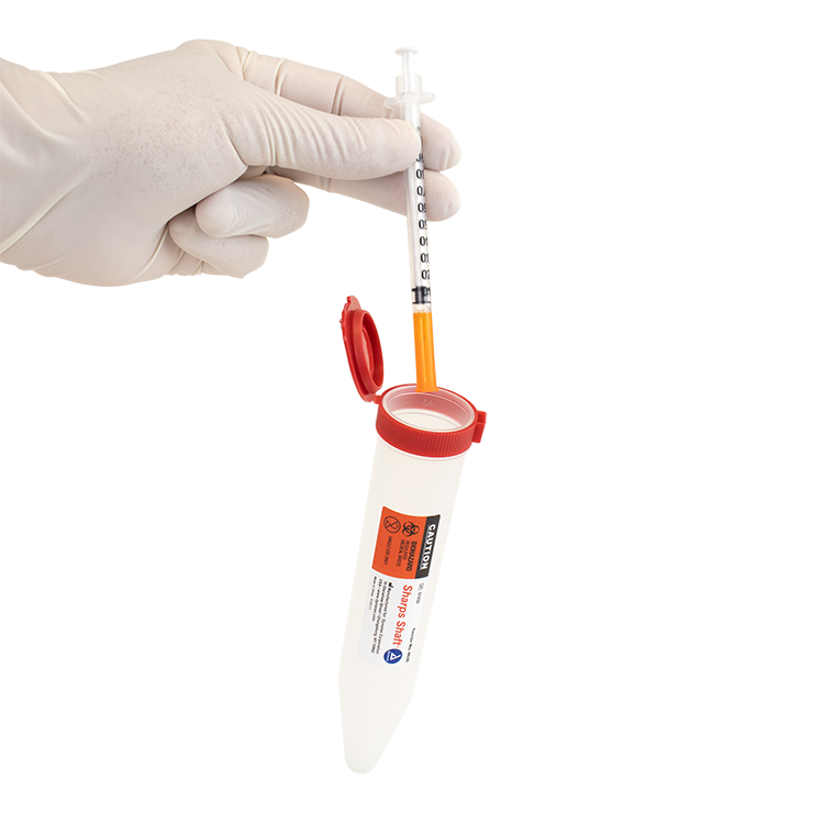 Sharps Shaft compact size next to other kit items