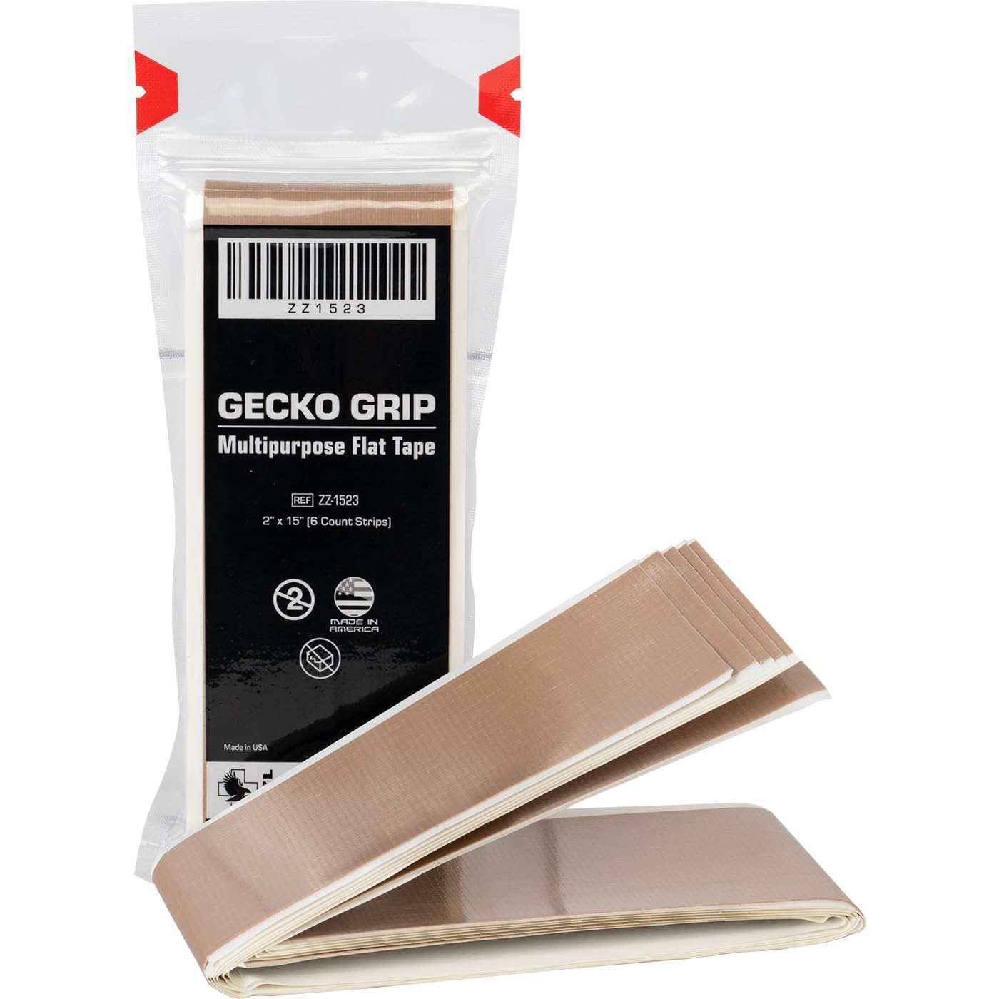 Gecko Grip Multipurpose Flat Tape vacuum-sealed flat pack, 6 strips
