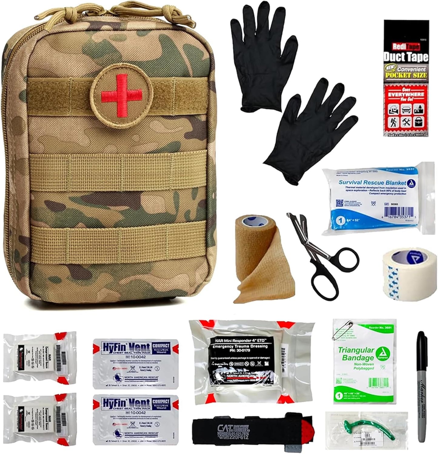 Individual First Aid Kit (IFAK) with C-A-T Tourniquet and MOLLE-compatible pouch