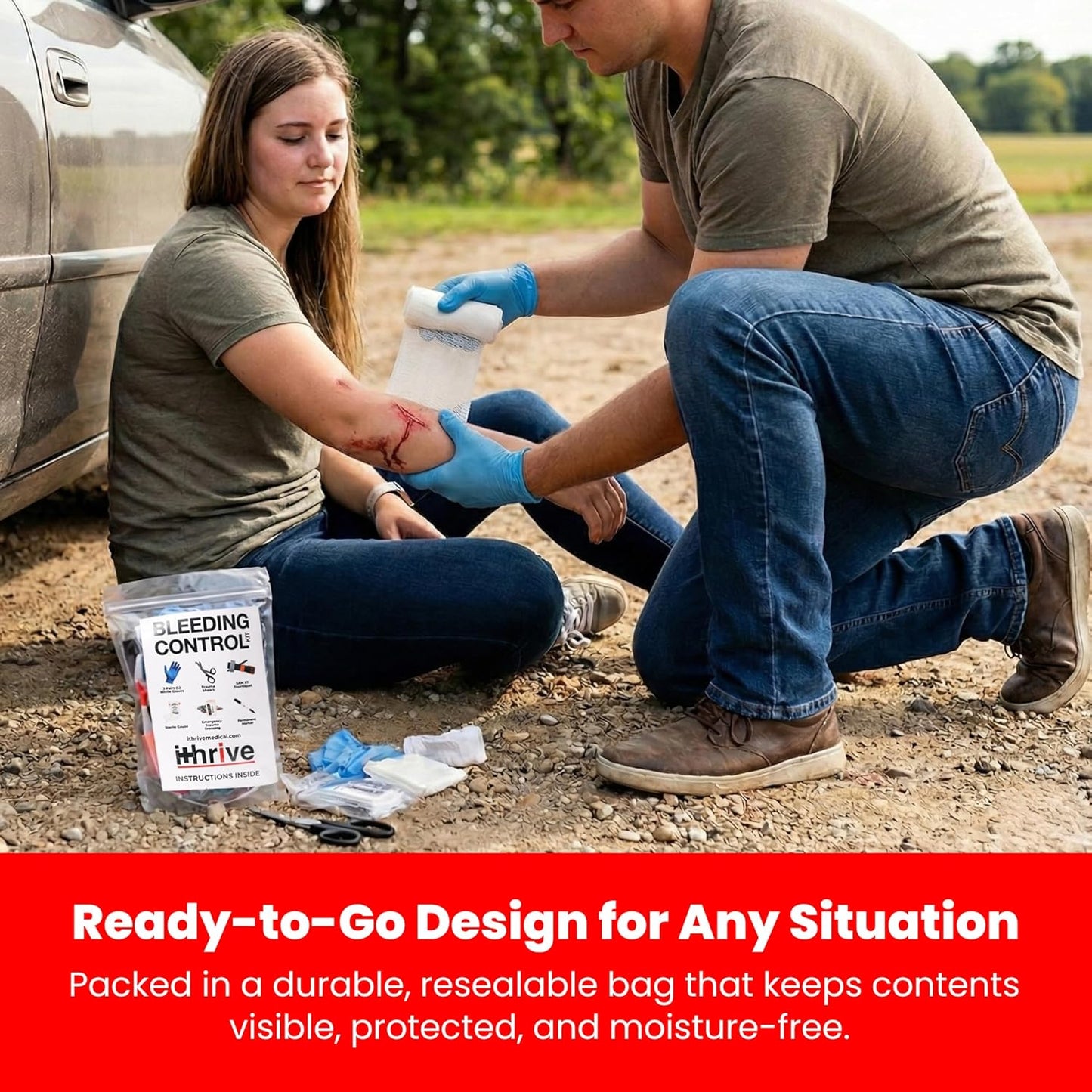 Basic Bleeding Control Kit compact size for vehicle storage