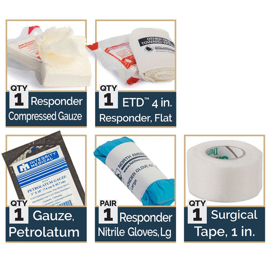 North American Rescue Individual Aid Kit Compressed Gauze and Flat ETD