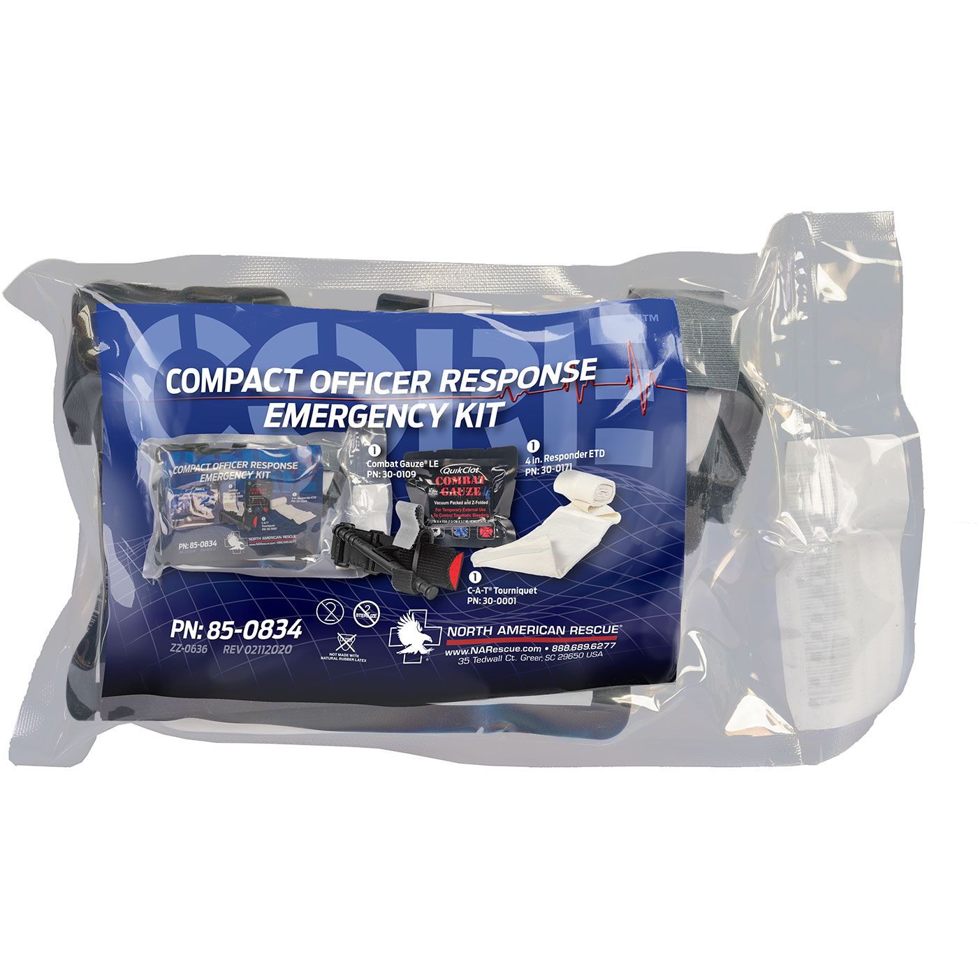 CORE Kit vacuum-sealed pouch with C-A-T Tourniquet and Combat Gauze