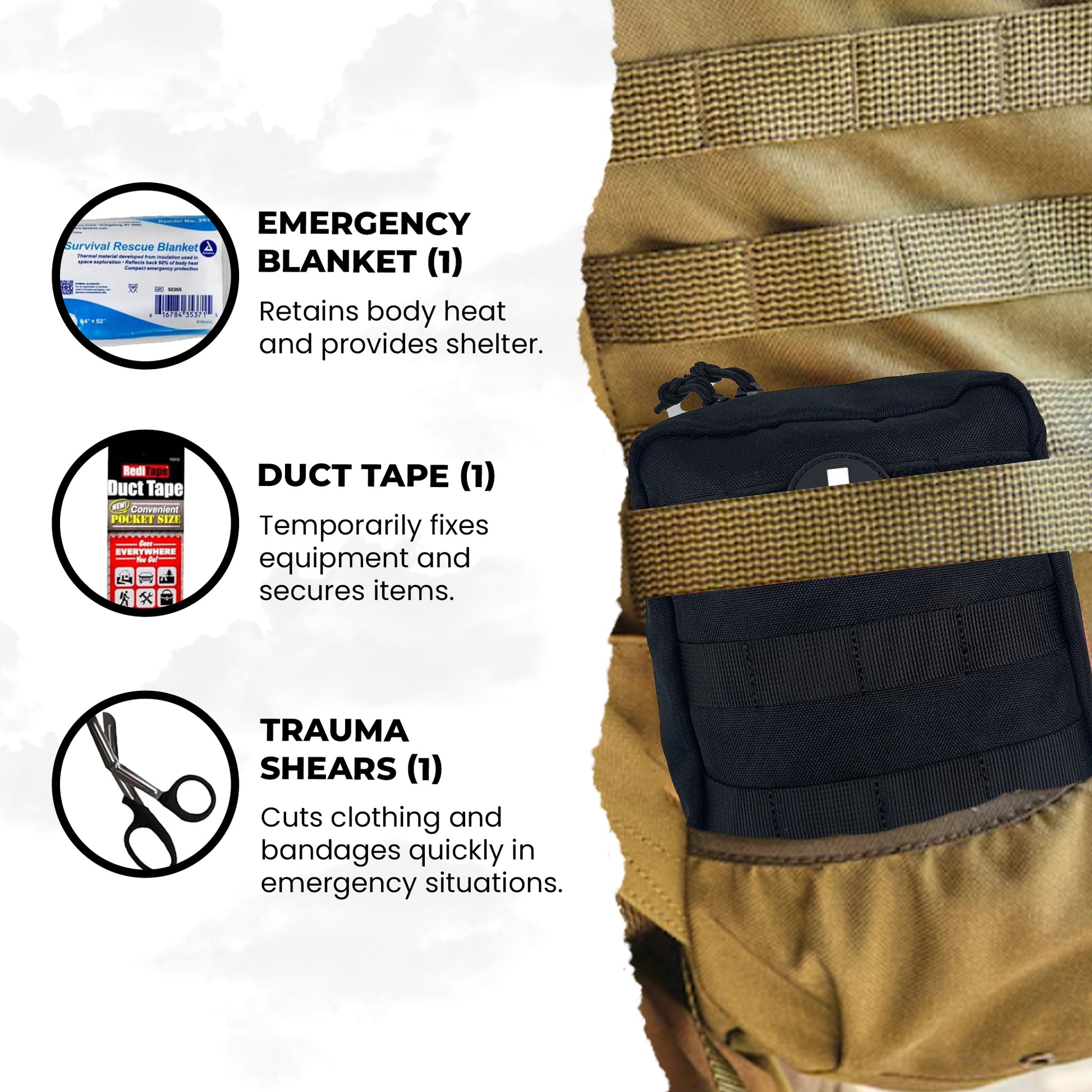 IFAK Emergency Trauma Dressing and compressed gauze