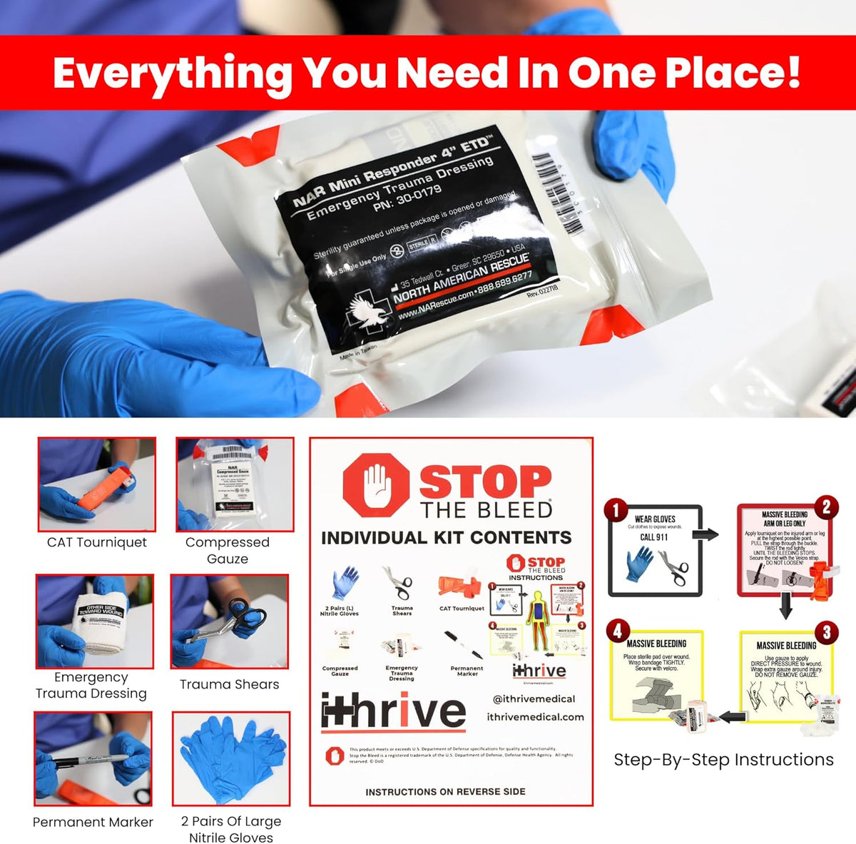Basic Bleeding Control Kit compressed gauze and emergency trauma dressing