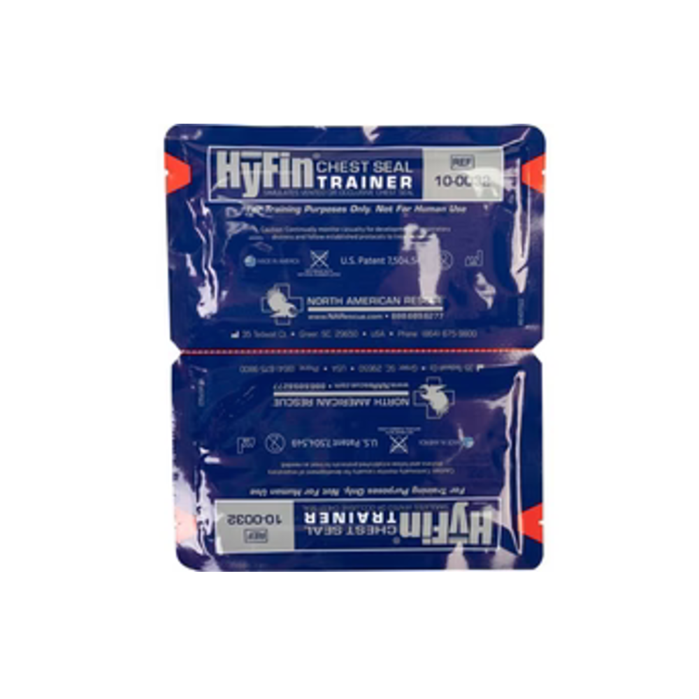 HyFin Chest Seal Trainer applied to training manikin