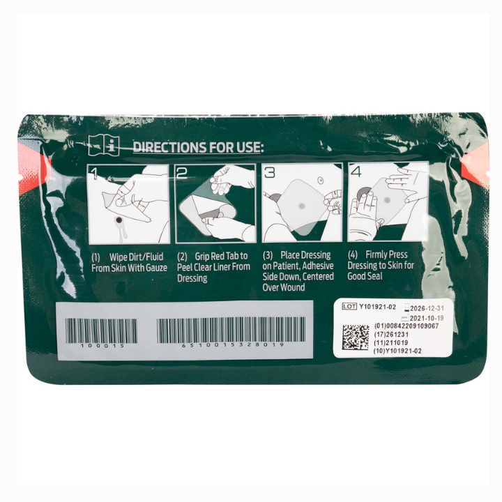 HyFin Individual Occlusive Chest Seal peel-and-apply red tab